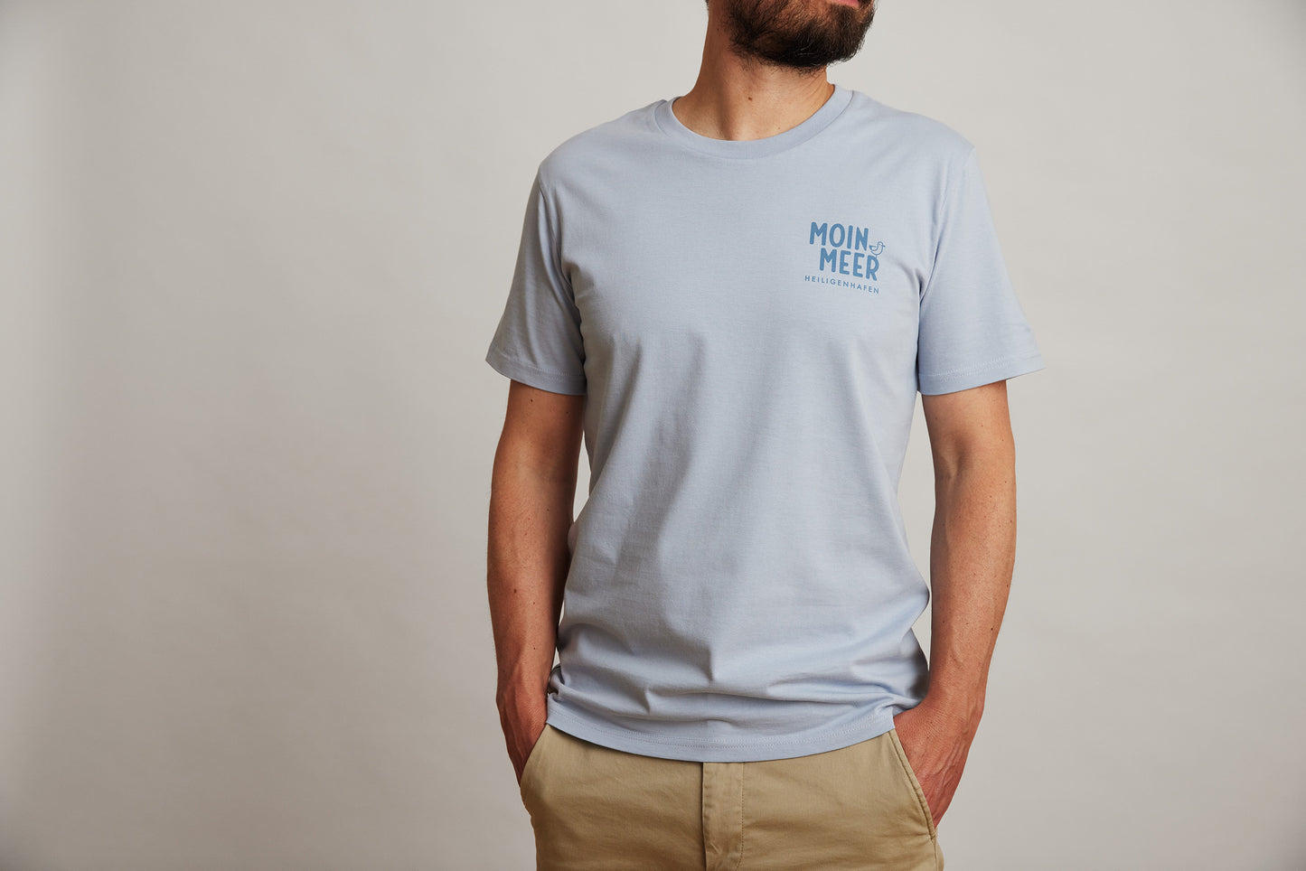 Lässig geschnittenes T-Shirt für Frauen und Männer, grau-blau