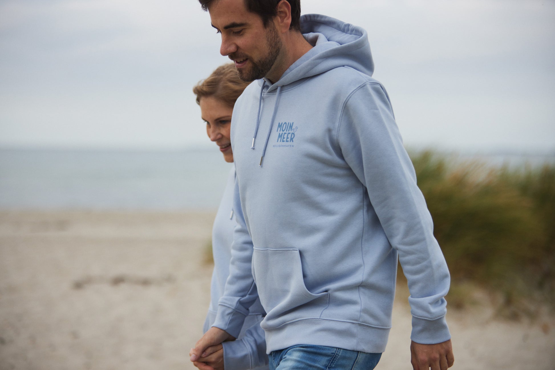 Kuschel-weicher Hoodie für Frauen und Männer, grau-blau