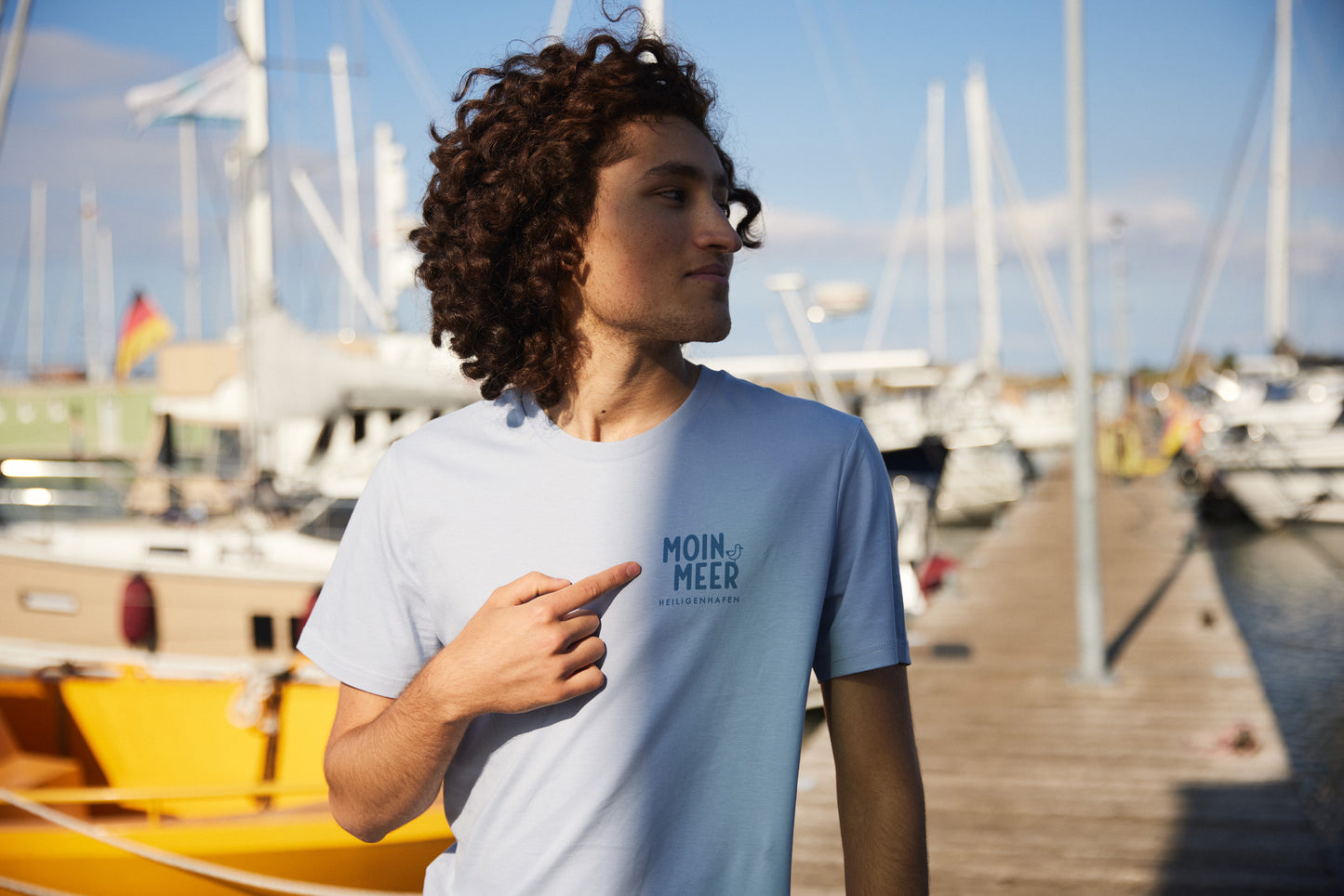 Lässig geschnittenes T-Shirt für Frauen und Männer, grau-blau