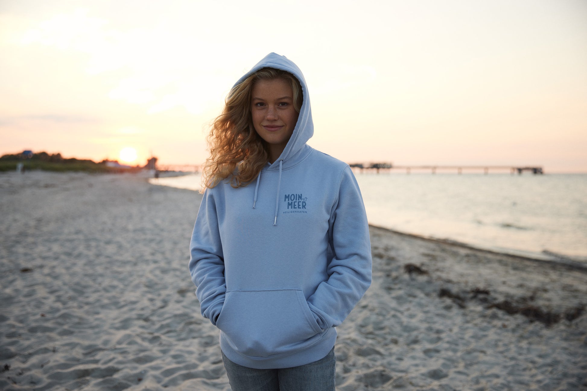 Kuschel-weicher Hoodie für Frauen und Männer, grau-blau