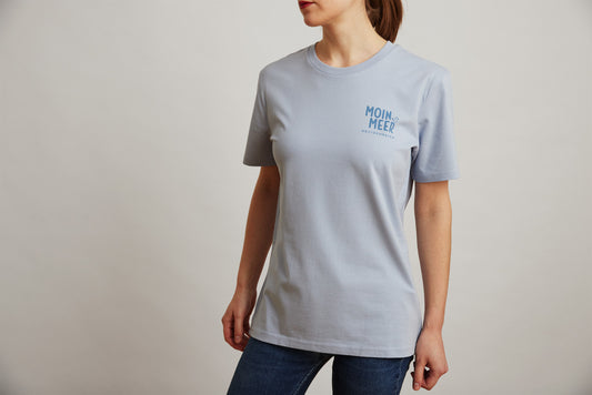 Lässig geschnittenes T-Shirt für Frauen und Männer, grau-blau