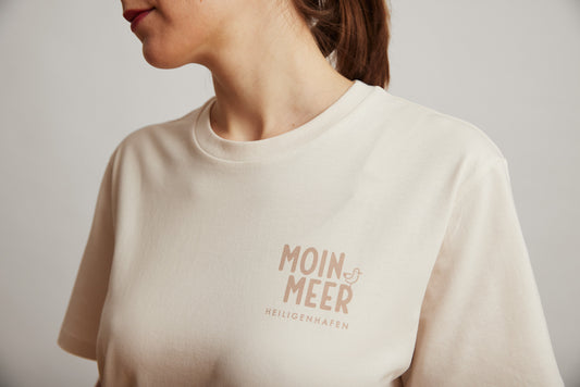Lässig geschnittenes T-Shirt für Frauen und Männer, creme-weiß